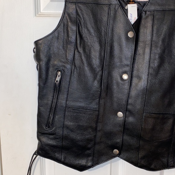 NWT Leather Biker Wolf Vest - Picture 10 of 12